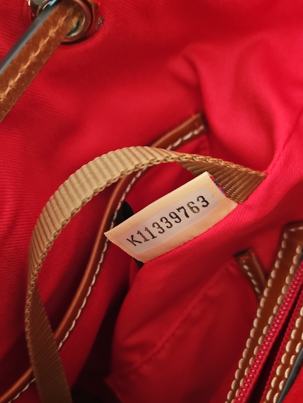 Dooney & Bourke Red Pebble Leather Drawstring Shoulder Bag - Picture 9 of 16